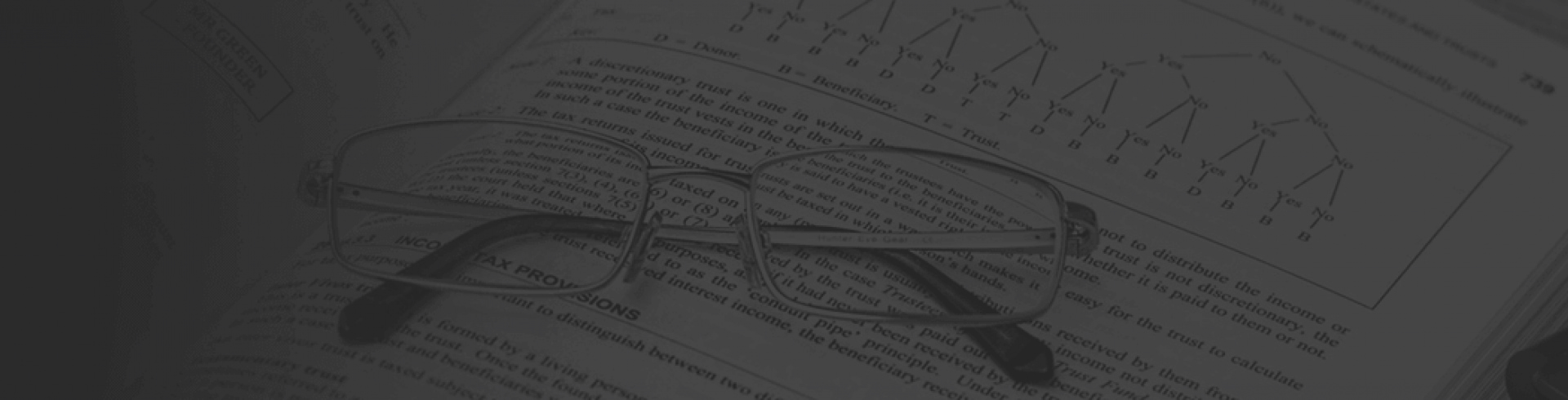 glasses on a textbook